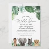 2つの小さな野生のSafariの赤ちゃんシャワー 招待状 (正面)