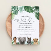 2つの小さな野生のSafariの赤ちゃんシャワー 招待状