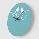 2つの小さな雀の鳥ダルクスブルーダイヤモンド5 ラージ壁時計 (傾斜)