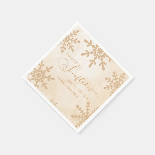 2つの小さな雪の結晶の冬双生児の赤ちゃんシャワー スタンダードカクテルナプキン (角)