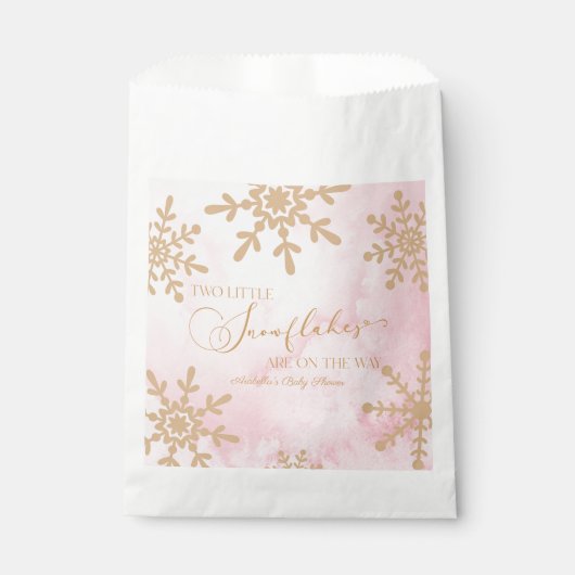 2つの小さな雪の結晶の冬双生児の赤ちゃんシャワー フェイバーバッグ (正面)