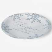 2つの小さな雪の結晶の冬双生児の赤ちゃんシャワー ペーパープレート (アングル)