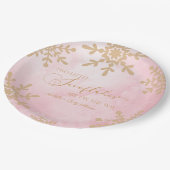 2つの小さな雪の結晶の冬双生児の赤ちゃんシャワー ペーパープレート (アングル)