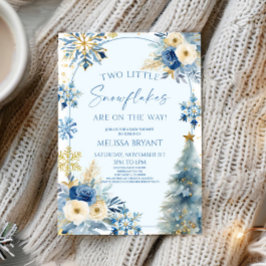 2つの小さな雪の結晶の冬双生児の赤ちゃんシャワー 招待状