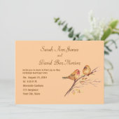 2つの小さな鳥のスズメバチ桃の茶色の素朴自然 招待状 (スタンド正面)