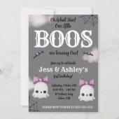 2つの小さなBOOSが1を回している！幽霊1歳 招待状 (正面)