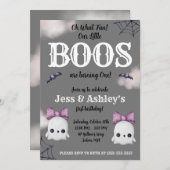 2つの小さなBOOSが1を回している！幽霊1歳 招待状 (正面/裏面)