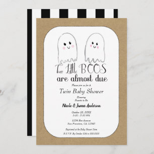 2つの小さなBOOSツイン幽霊たちハロウィンベビーシャワー 招待状
