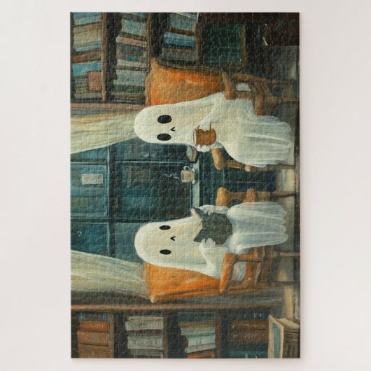 2つの居心地の読良い幽霊のライブラリ ジグソーパズル (縦)