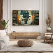 2つの居心地の読良い幽霊のヴィンテージライブラリ ポスター