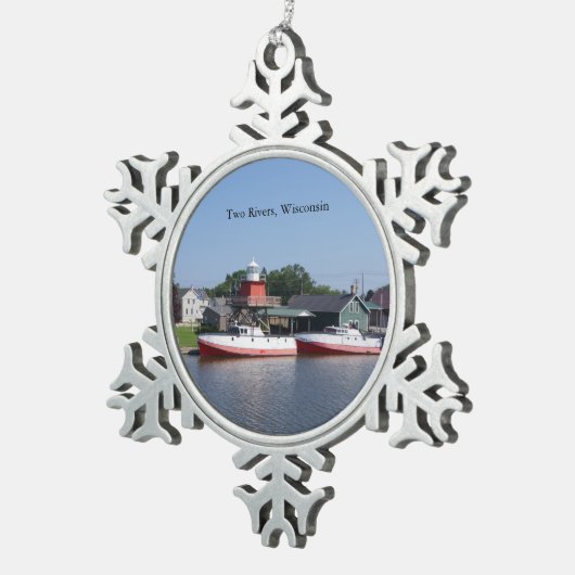 2つの川、ウィスコンシンのスノーフレークまたはボールオーナメント スノーフレークピューターオーナメント (右)