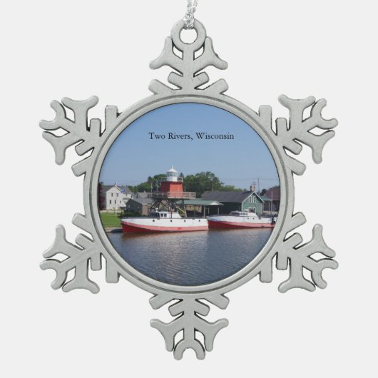 2つの川、ウィスコンシンのスノーフレークまたはボールオーナメント スノーフレークピューターオーナメント (正面)