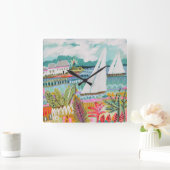 2つの帆船 スクエア壁時計 (ホーム)