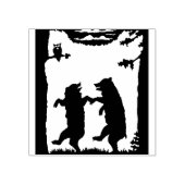 2つの幸せな踊りが木々の下にクマ草フクロウ ラバースタンプ (インプリント)