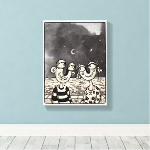 2つの愛のインク絵画の キャンバスプリント
