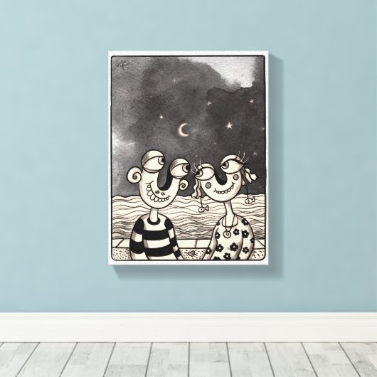 2つの愛のインク絵画の キャンバスプリント (インサイチュ (ウッドフロア))