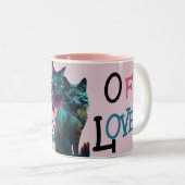 2つの愛のトーン：鮮やか猫ペア ツートーンマグカップ (正面右)