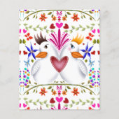 2つの愛の鳥のハート花バレンタインデー (正面)