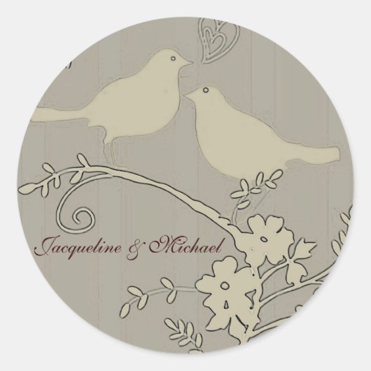 2つの愛の鳥～ステッカー ラウンドシール (正面)