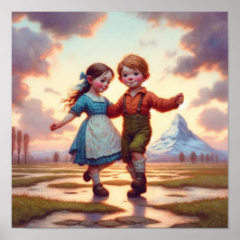 2つの愛らしいヴィンテージマンチキン踊り ポスター