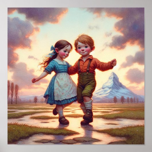 2つの愛らしいヴィンテージマンチキン踊り ポスター (正面)