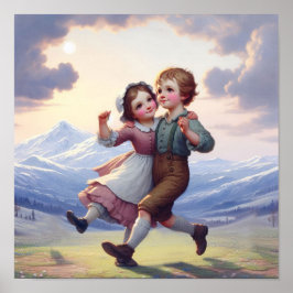 2つの愛らしいヴィンテージマンチキン踊り ポスター