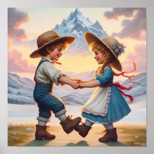 2つの愛らしいヴィンテージマンチキン踊り ポスター (正面)