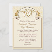 2つの愛天使のヴィンテージの結婚式招待状 招待状 (正面)