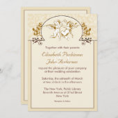 2つの愛天使のヴィンテージの結婚式招待状 招待状 (正面/裏面)