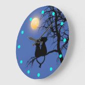 2つの愛好家の猫の丸い壁の時計 ラージ壁時計 (傾斜)