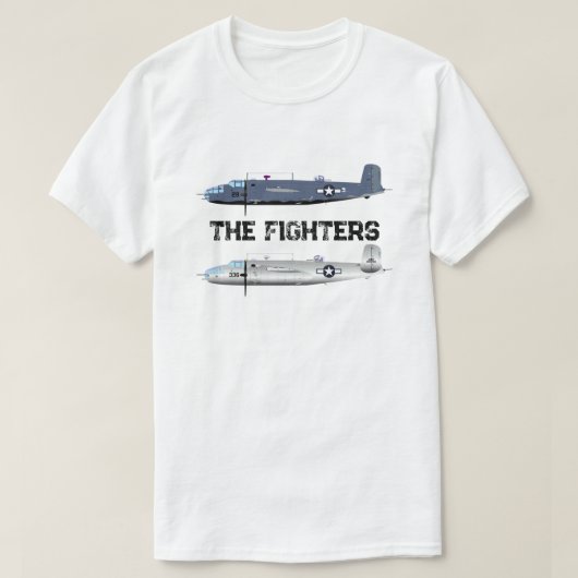 2つの戦闘機イラスト - 軍用機 Tシャツ (デザイン正面)