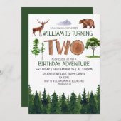 2つの探検家アドベンチャーボーイズ2nd誕生日 招待状 (正面/裏面)
