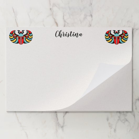 2つの明るいエジプトのスカラブカラフルカブトムシ白 ペーパーパッド (折り畳み)