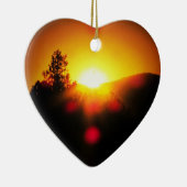 2つの明るいオレンジ色のサンセット セラミックオーナメント (右)