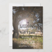 2つの木素朴の正午の夕暮れサンセットカントリーウェディング 招待状 (正面)