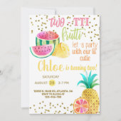 2つの果物の女の子2番目の誕生日の招待。 招待状 (正面)