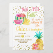 2つの果物の女の子2番目の誕生日の招待。 招待状 (正面/裏面)