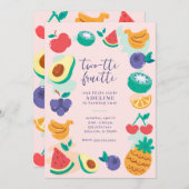 2つの果物フルーツセカンドバースデーパーティー 招待状 (正面/裏面)