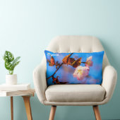 2つの桜の花オンブルー ランバークッション (椅子)