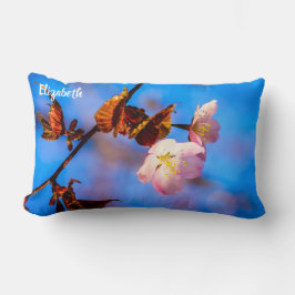 2つの桜の花オンブルー ランバークッション
