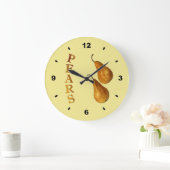 2つの梨～植物時計～キッチン～任意の色 ラージ壁時計 (ホーム)