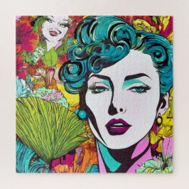 2つの様式化された女性顔ジグソーパズル ジグソーパズル