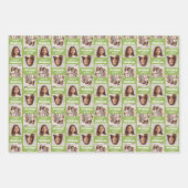 2つの正方形の写真とメリークリスマス – 赤い緑 ラッピングペーパーシート (正面3)