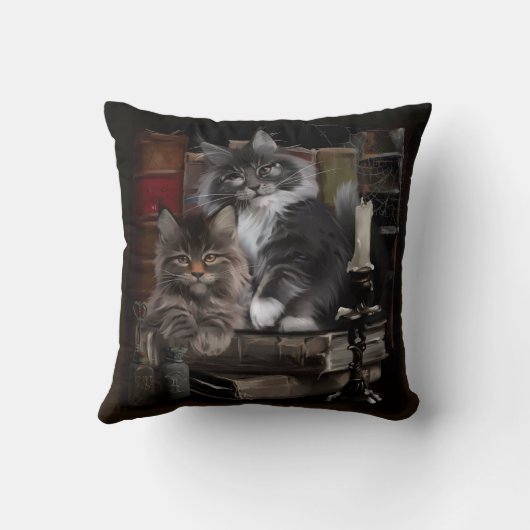 2つの毛皮のメインのクーンの子猫 クッション (裏面)