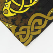 2つの民俗黒いFriesianのバイキングのハートの金ゴールドかターコイズ フリースブランケット (角)