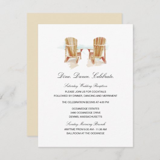 2つの水の色のアディロンドック結婚チェア 招待状 (正面/裏面)