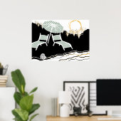 2つの水玉模様ビーチチェアアットサンセット ポスター (ホームオフィス)