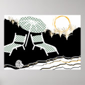 2つの水玉模様ビーチチェアアットサンセット ポスター (正面)