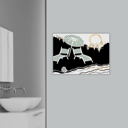 2つの水玉模様ビーチチェアアットサンセット ポスター