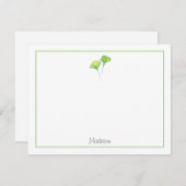 2つの水色の銀杏葉のフラットノートカード ノートカード (正面/裏面)